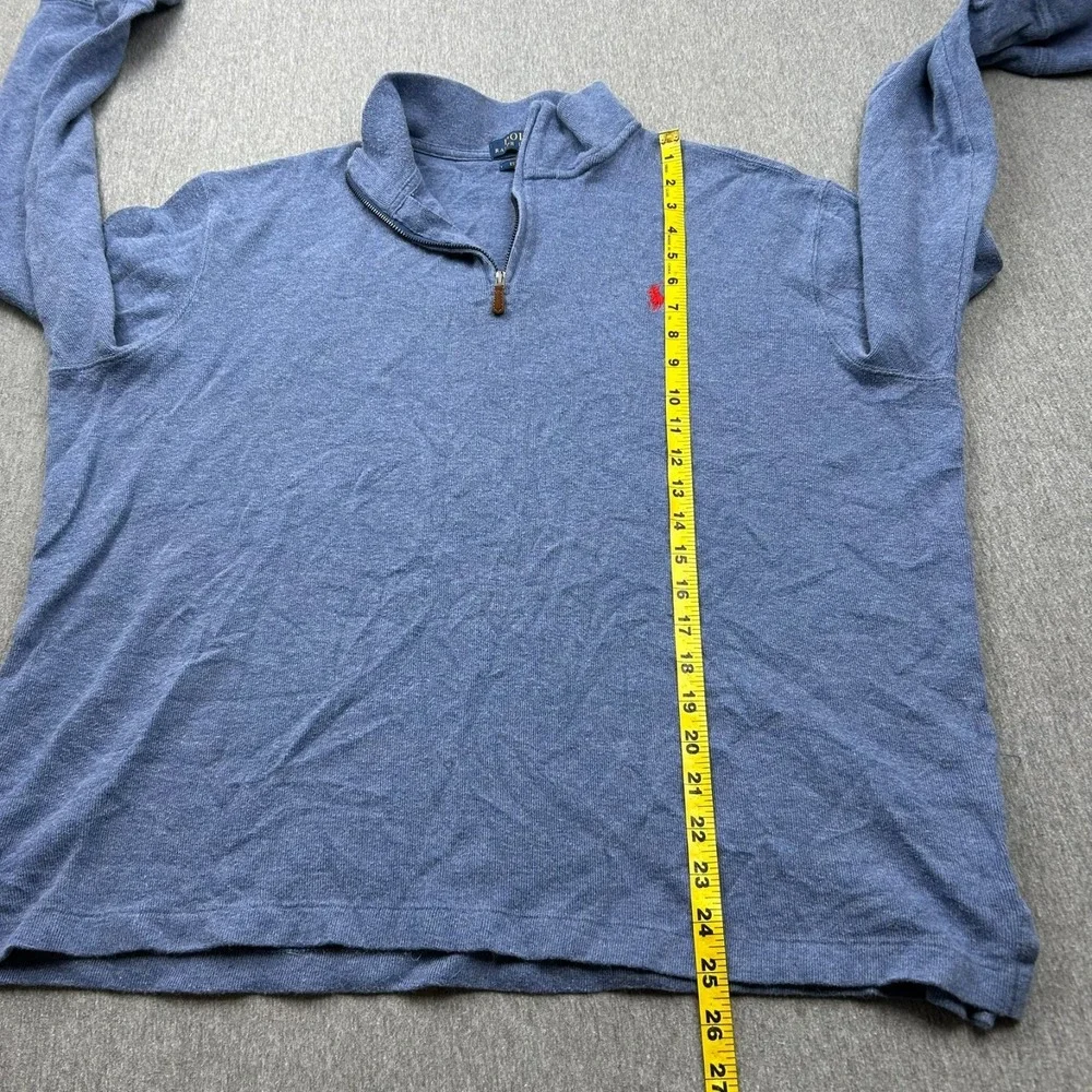 Polo Ralph Lauren Estate Rib 1/4‎ Zip Sweater Mens Large Blue Long Sleeve
